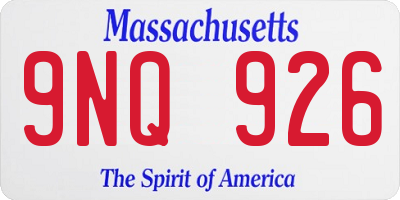 MA license plate 9NQ926