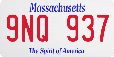 MA license plate 9NQ937