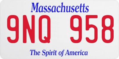 MA license plate 9NQ958