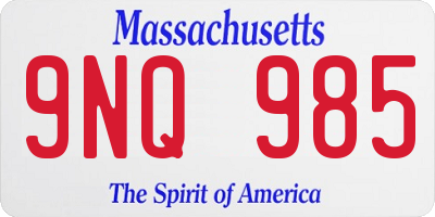 MA license plate 9NQ985