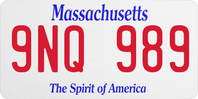 MA license plate 9NQ989