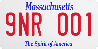 MA license plate 9NR001