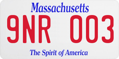 MA license plate 9NR003