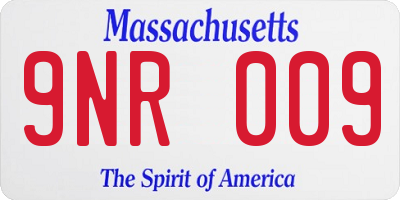MA license plate 9NR009