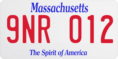MA license plate 9NR012