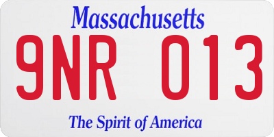 MA license plate 9NR013