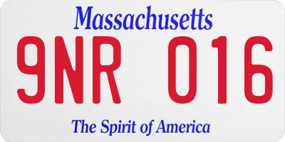 MA license plate 9NR016