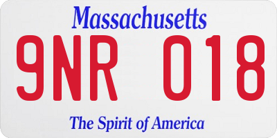 MA license plate 9NR018