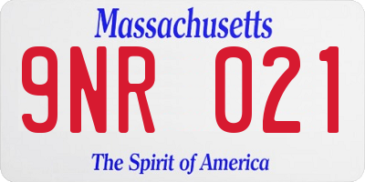 MA license plate 9NR021