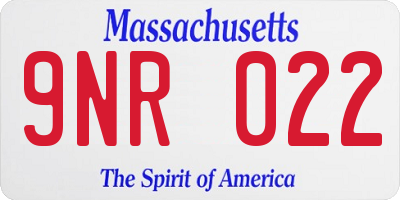 MA license plate 9NR022