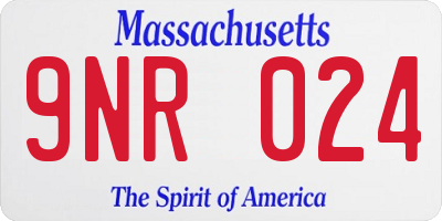 MA license plate 9NR024