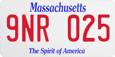 MA license plate 9NR025