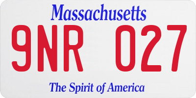 MA license plate 9NR027