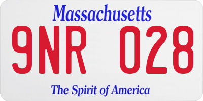 MA license plate 9NR028