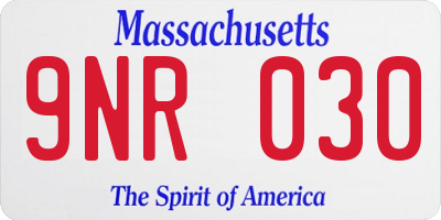 MA license plate 9NR030