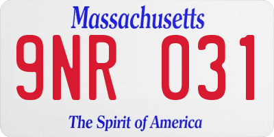 MA license plate 9NR031