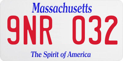 MA license plate 9NR032