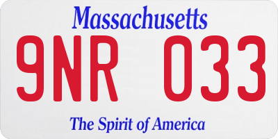 MA license plate 9NR033