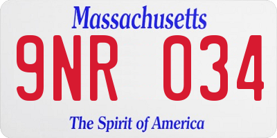 MA license plate 9NR034