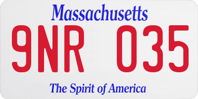 MA license plate 9NR035