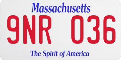 MA license plate 9NR036