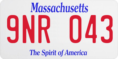 MA license plate 9NR043