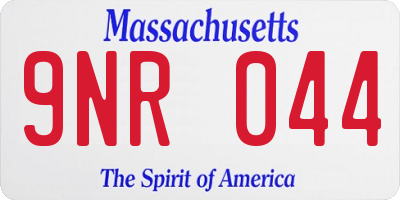 MA license plate 9NR044