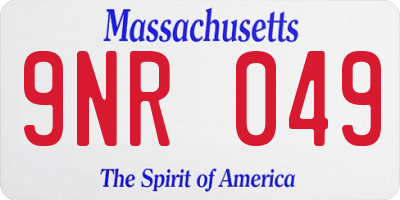 MA license plate 9NR049