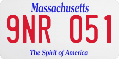 MA license plate 9NR051