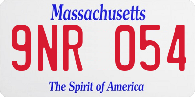MA license plate 9NR054