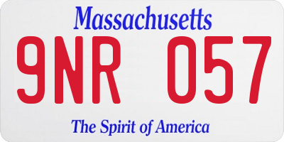 MA license plate 9NR057