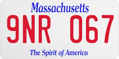MA license plate 9NR067