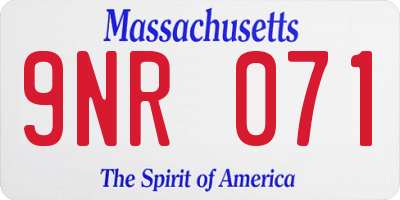 MA license plate 9NR071