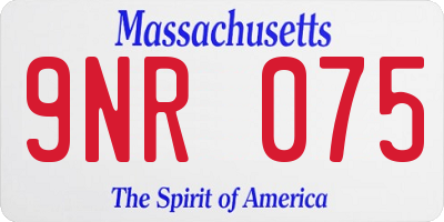 MA license plate 9NR075