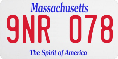 MA license plate 9NR078