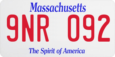 MA license plate 9NR092