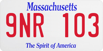 MA license plate 9NR103