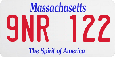 MA license plate 9NR122