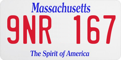 MA license plate 9NR167