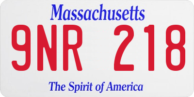 MA license plate 9NR218