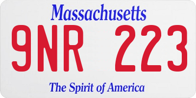 MA license plate 9NR223