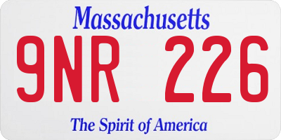 MA license plate 9NR226