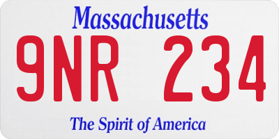 MA license plate 9NR234