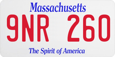 MA license plate 9NR260