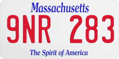 MA license plate 9NR283