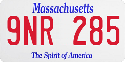 MA license plate 9NR285