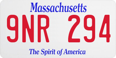 MA license plate 9NR294