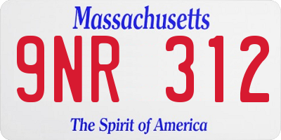 MA license plate 9NR312