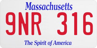 MA license plate 9NR316