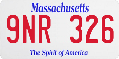 MA license plate 9NR326